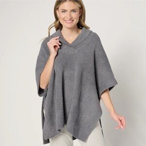 Barefoot Dreams CozyChic Shawl Collar Poncho In Coal NWT Size OSPL One Size Plus